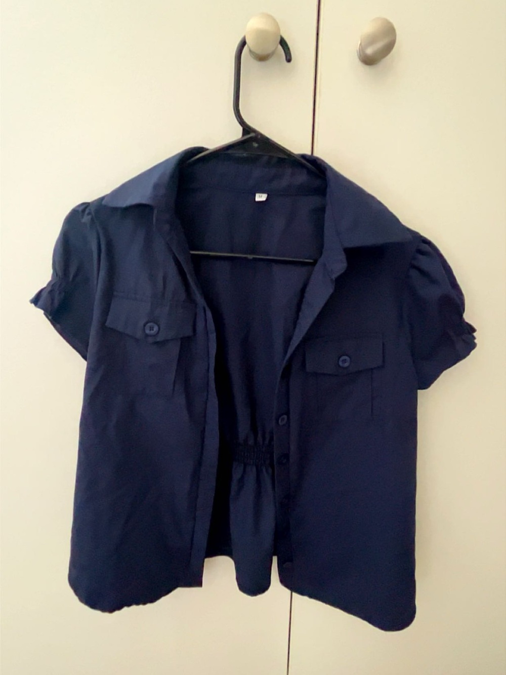 Target Navy Blue Short Sleeve Button Front Blouse